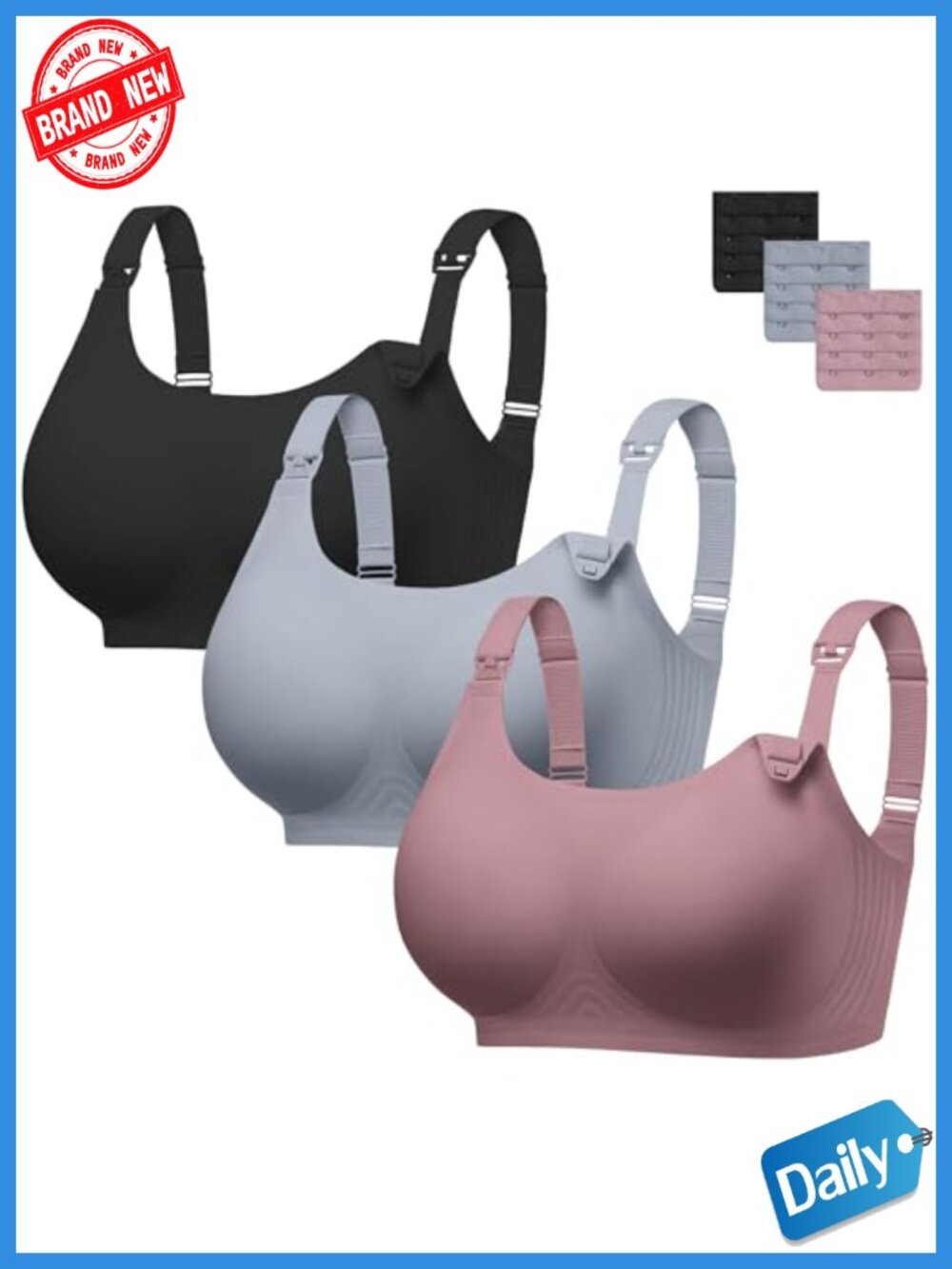Nursing Bras Wireless Seamless 3-Pack Full Coverage Maternity Sleep Bra